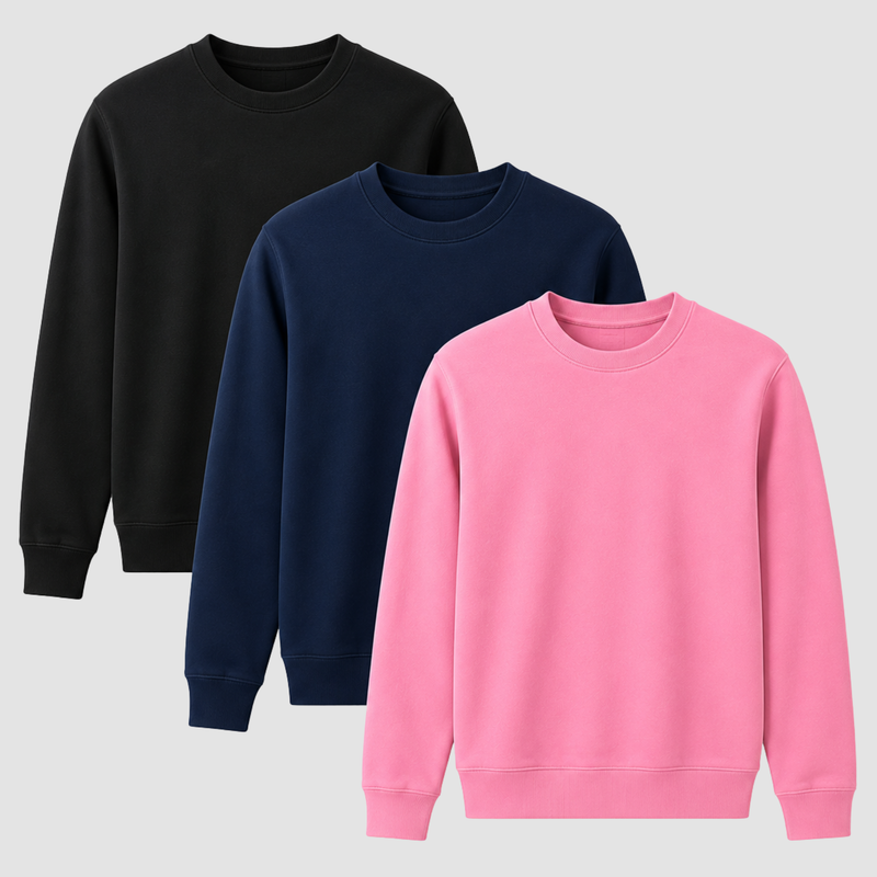Unisex Fleece Sweatshirts – 3 Pack