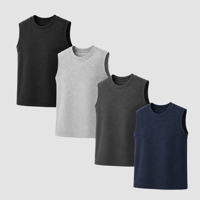 Toddler Sleeveless Athletic Tops – 4 Pack