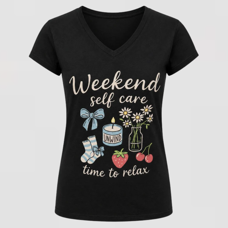 Women’s Graphic V-Neck T-Shirt – Single Pack