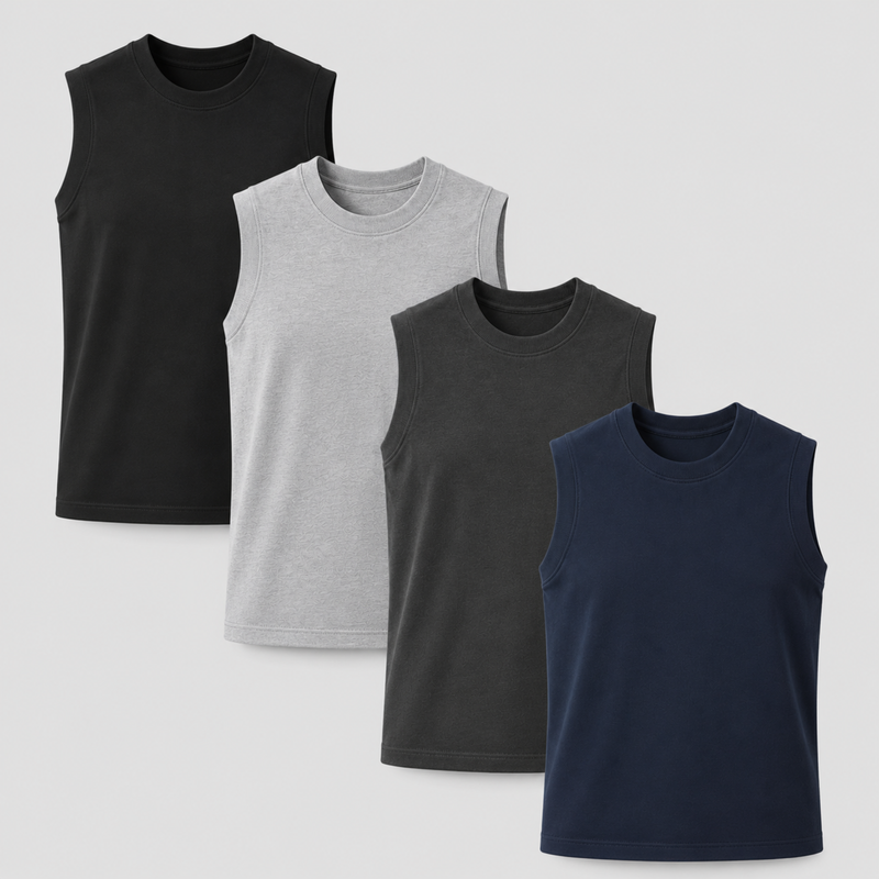 Boys’ Sleeveless Tank Tops – 4 Pack