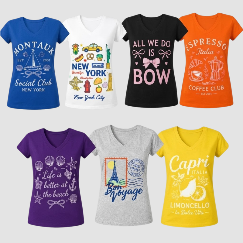 Women’s V-Neck T-Shirts – 7 Pack