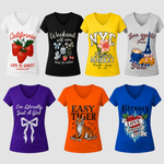 Women’s Graphic V-Neck T-Shirts – 7 Pack